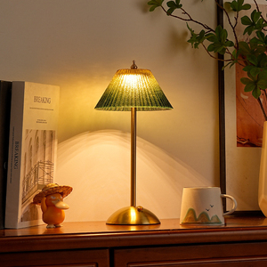 Modern Crystal Table Lamp Green Fabric Dome Shade Warm White LED E27 AC <b>Push</b> Button Switch Control Bedroom Decor Middle Size - Product Image 3