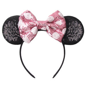 Groothandel Mode Sequin Mickey Oren Boog Hoofdband Meisjes Hoofd Hoepel Foto Props Holiday Gift Leuke Vrouw Hoofddeksels Party Hoofdtooi - Product Image 4