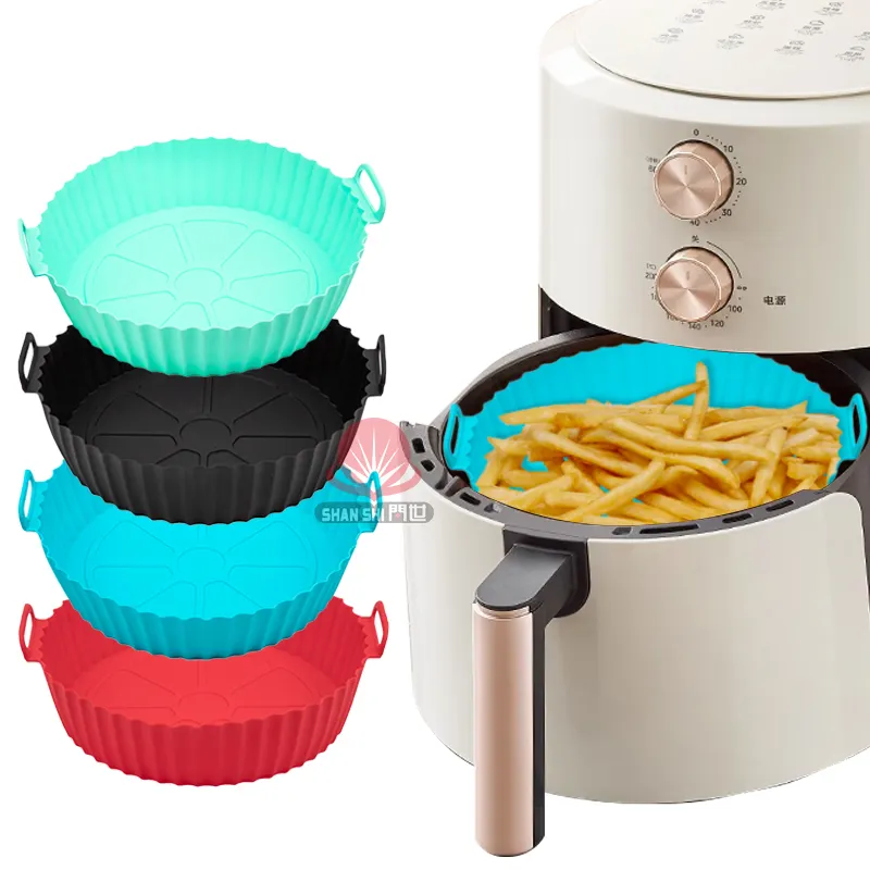 Duurzame Easy Food Grade Siliconen Pot Herbruikbare Bakvormen Airfryer Mand Liner Ronde Bakvorm