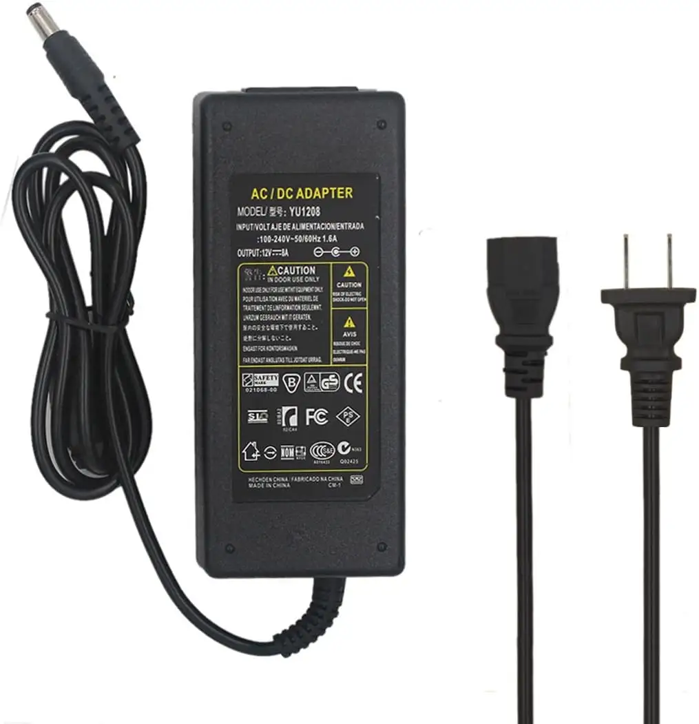 12 V 8A güç kaynağı adaptörü, AC 110V-240V DC 12 Volt 8Amp trafo dönüştürmek ile 2.1X5.5mm abd Plug 3.6ft kordon adaptörü