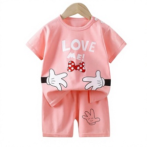 Conjuntos de Ropa Casual de Verano para Bebés y Niños Pequeños, Tejidos en Spandex/Poliéster, con Estampado de Letras, Camisetas de Manga Corta y Pantalones Cortos - Product Image 4