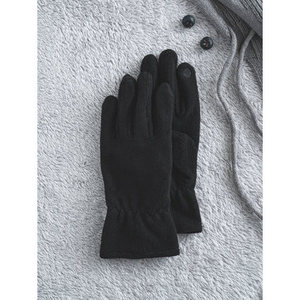 Gants et mitaines montés au poignet de couleur noire unie - Product Image 1