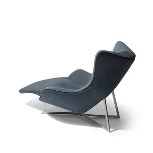 Indoor Stalen Basis Uniek Design Woonkamer Stoel Bank Moderne Elegante Luxe Lederen Chaise Lounge
