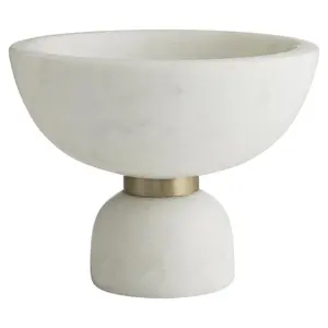 Modern Classic White Marble Decorative snack bowl with antique brass belt catchall container