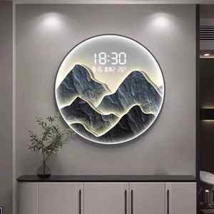 Reloj de Pared Decorativo Moderno para Restaurante, con Pantalla Digital LED Redonda de Porcelana de Cristal, Arte de Pared con Reloj Electrónico - Product Image 2