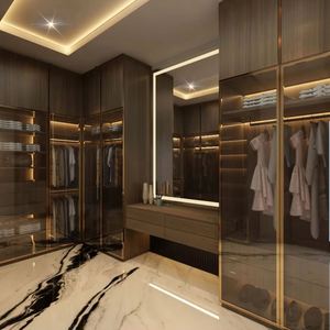 ตู้เสื้อผ้าตู้เก็บของส่วนตัวทันสมัยตู้เสื้อผ้าไม้เงาสูงเฟอร์นิเจอร์ห้องนอนสั่งทำ - Product Image 3