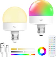 Ampoule LED portable rechargeable intelligente avec télécommande RGB E27/E14, charge USB, intensité variable, CRI élevé 80