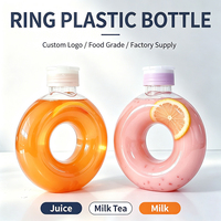 Bouteilles de jus en plastique PET personnalisées en forme de donut, contenants jetables pour jus, smoothies, lait et thé – Vente en gros