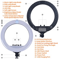 CPYP RL-18 Lampu Cincin LED RGB 18 Inci untuk Fotografi Studio, Lampu Isi untuk Siaran Langsung dengan Remote Control, Lampu Kecantikan Warna-warni
