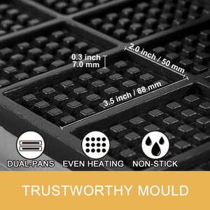 Ticari Kare Waffle Makinesi 1600W Elektrikli Paslanmaz Çelik Elektrikli Waffle Demir Makinesi Sıcaklık Kontrollü Hızlı Isıtma - Product Image 3