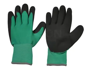 蓝色高品质5级手额外握持齿轮园艺手套，用于防晒，手指开放无粉