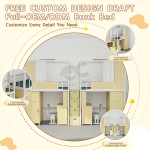 Cama Alta de Metal de Fabricación Rápida, Entrega a Tiempo, Camas Literas Resistentes para Adultos, Práctica Cama <span class=keywords><strong>Litera</strong></span> de Metal con Escritorio - Product Image 4