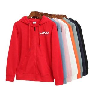 Custom Logo Cotton Hoodie <b>Jacket</b> Coat for Men New Design Plus Size XL Fleece Sweatshirt With Zipper & Hooded Collar - Product Image 5
