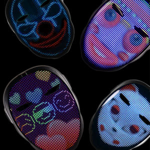Bluetooth APP Control Smart Carnival <span class=keywords><strong>LED</strong></span> Mascarilla recargable con pantalla <span class=keywords><strong>de</strong></span> luz programable Fotos <span class=keywords><strong>de</strong></span> bricolaje para Halloween - Product Image 2