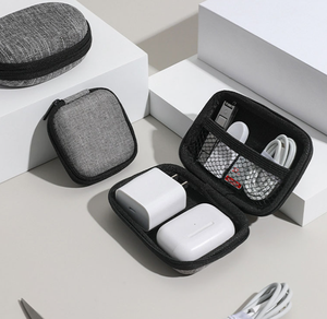 Custom Portable EVA Carrying Case Storage <strong>Bag</strong> EVA Square <strong>Earphone</strong> Earbud Case with Carabiner for Earpieces and SD Memory Card - Product Image 2