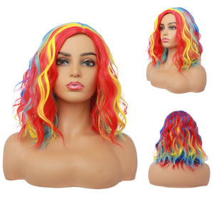 Perruque de <span class=keywords><strong>Cosplay</strong></span> de fête pour femmes et filles, perruques de Bob courtes et ondulées colorées à la mode - Product Image 6