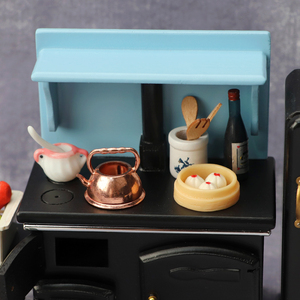Maison de poupée 1:12 mini meubles cuisine micro scène modèle vintage <span class=keywords><strong>poêle</strong></span> noir - Product Image 4