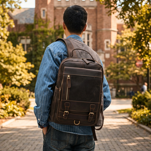Mochila clásica de cuero con cierre de hebilla, diseño duradero para uso diario - Product Image 4