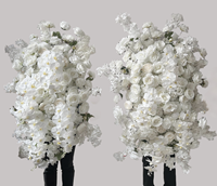 Guirlande florale artificielle en soie blanche, motif fleurs de cerisier, pour allée de mariage, événements d'Halloween, décoration de scène, rangée de fleurs tombantes