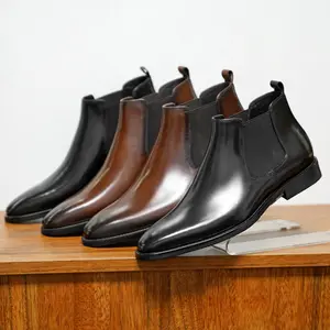 男士复古踝靴切尔西靴经典款式高品质舒适PU皮鞋