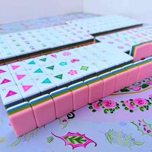 Wholesale Luxury Colorful <b>Entertainment</b> La Fete American Acrylic Mahjong Tile Set Eco-Friendly 4 Players Portable Design - Product Image 1
