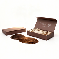 Boîte d'emballage rigide magnétique pliable de luxe, écologique, faite à la main, doublée de satin, pour perruque, parfum, bijoux, avec logo personnalisé