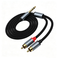 Câble audio 6,5 mm vers double RCA tressé, adaptateur stéréo avec connecteurs plaqués or pour amplificateur, haut-parleur, mixeur et audio domestique