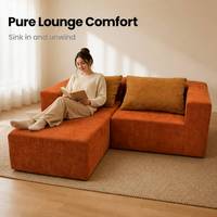 Sofá Seccional Modular Compacto de Tela Suave, Sofá Pequeño en Forma de L, Muebles Modernos para Sala de Estar