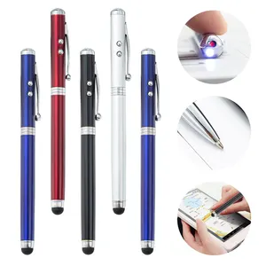 Briefpapier Bunter Leucht-LED-Stift 4 in 1 Multifunktions-Stift mit LED-Licht Kugelschreiber mit benutzer definiertem Logo