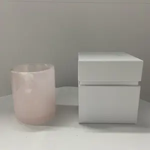 批量购买装饰水晶粉色玛瑙烛台大理石石材独特定制带盖蜡烛罐批发