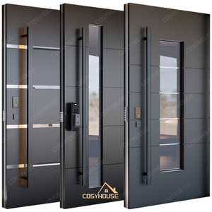 Puertas Pivotantes Blindadas Inteligentes de Seguridad para Entrada Principal, Modernas y de Alta Gama de Cosyhouse, Fabricadas en Aluminio Fundido y Acero Inoxidable, Anti-Robo - Product Image 1