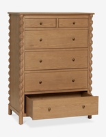 Meubles de chambre à coucher de haute qualité, commode contemporaine française à 6 tiroirs en chêne massif