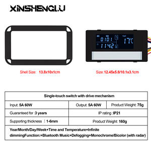 Interrupteur tactile intelligent Xinshenlu avec affichage de la musique et de la température, <span class=keywords><strong>variateur</strong></span> de lumière à capteur 1-6 mm pour miroir de salle de bain LED 60W 12V 5A OEM/ODM - Product Image 5