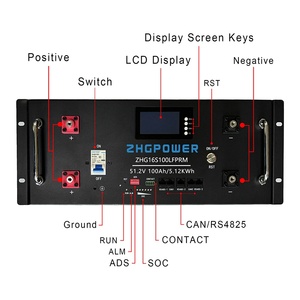 Batterie LiFePO4 48V 100Ah 51.2V <span class=keywords><strong>5</strong></span>.12kWh montée sur rack, BMS intelligent, compatible RS485 CAN avec système d'onduleur Deye <span class=keywords><strong>Growatt</strong></span> - Product Image 3