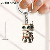 Gantungan Kunci Robot Mata Besar 2D Akrilik Baru Lintas Batas, Dekorasi Natal Kreatif