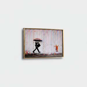 Gold Framed Banksy Rain Print: <b>Abstract</b> Color Rain Wall Art,1P-Gold Framed - Product Image 2