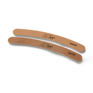 High quality personal manicure file light brown banana shape curved 100/240 grit nail file