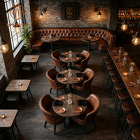 Ensemble de mobilier de restaurant sur mesure Ron Group, sièges rembourrés durables, chaise en cuir, table carrée ou ronde en bois