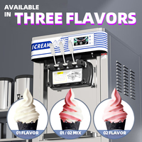 Mesin Pembuat Es Krim Lembut Baiwin Stainless Steel, Mesin Es Krim Komersial untuk Toko Teh Susu dan Kedai Kopi