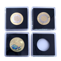 Petite boîte de présentation carrée transparente en plastique pour pièces commémoratives, médailles, badges, objets de collection, modèle YHT-605 002