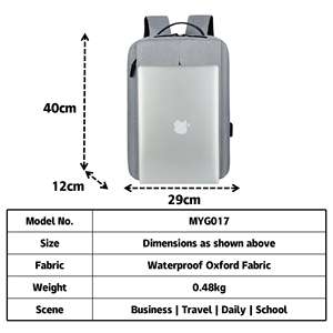 Пользовательский легкий рюкзак для ноутбука простой дизайн USB-ремешок для переноски водонепроницаемый повседневный бизнес-использование оптовая продажа с фабрики - Product Image 2