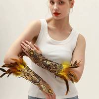 Bracelets de poignet en plumes douces pour femmes, paire de gants gothiques en dentelle avec ailes, bracelets de poignet pour fête, cosplay, Halloween, carnaval, Noël