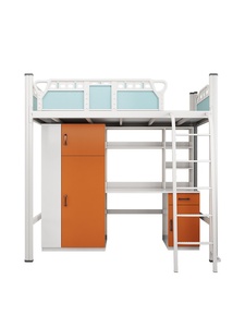 Okul Personeli Yurdu Ranza Yatak Çalışma Masası ve Dolap Kombinasyonu Yüksek Alçak Tek Kişilik Daire Metal Ferforje - Product Image 4