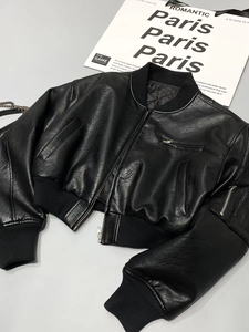 OEM بيع بالجملة عالية الشارع الأمريكية الرجعية فتاة التوابل القطن الطيار الجلود جاكي سميكة المتعثرة الجلود سترة البيسبول - Product Image 5