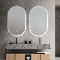 Miroir de salle de bain LED vertical à capsules, miroir rétroéclairé sans cadre anti-buée en option, miroir mural étanche IP44 anti-explosion