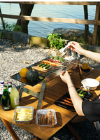 Barbecue au charbon de bois pliable de camping en gros, portable, en acier inoxydable de qualité supérieure pour usage alimentaire, 3-5 personnes, avec dispositif de sécurité flamme
