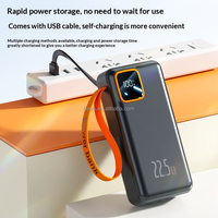 Batteries externes grande capacité 30000mAh avec 4 câbles, lumière d'urgence, charge rapide PD 22.5W, chargeur portable, affichage numérique intelligent