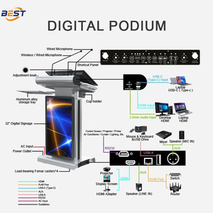 Podio Eléctrico Inteligente con Elevación Motorizada y Altura Ajustable, con Pantalla Táctil <span class=keywords><strong>para</strong></span> Conferencias, Universidades e Iglesias - Product Image 5