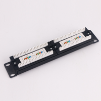 Panel de Conexiones de Red UTP CAT5e CAT6 CAT6A de 10 Pulgadas 1U con 12 Puertos, Soporte de Gestión de Cables, Montaje en Rack 1U, Conectores Keystone RJ45