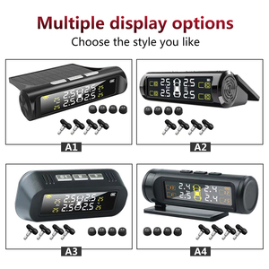 <span class=keywords><strong>Sensor</strong></span> de control de presión de neumáticos <span class=keywords><strong>TPMS</strong></span> Digital <span class=keywords><strong>Universal</strong></span> 4 pantalla LCD inalámbrica interna externa Material de plástico de carga Solar - Product Image 4